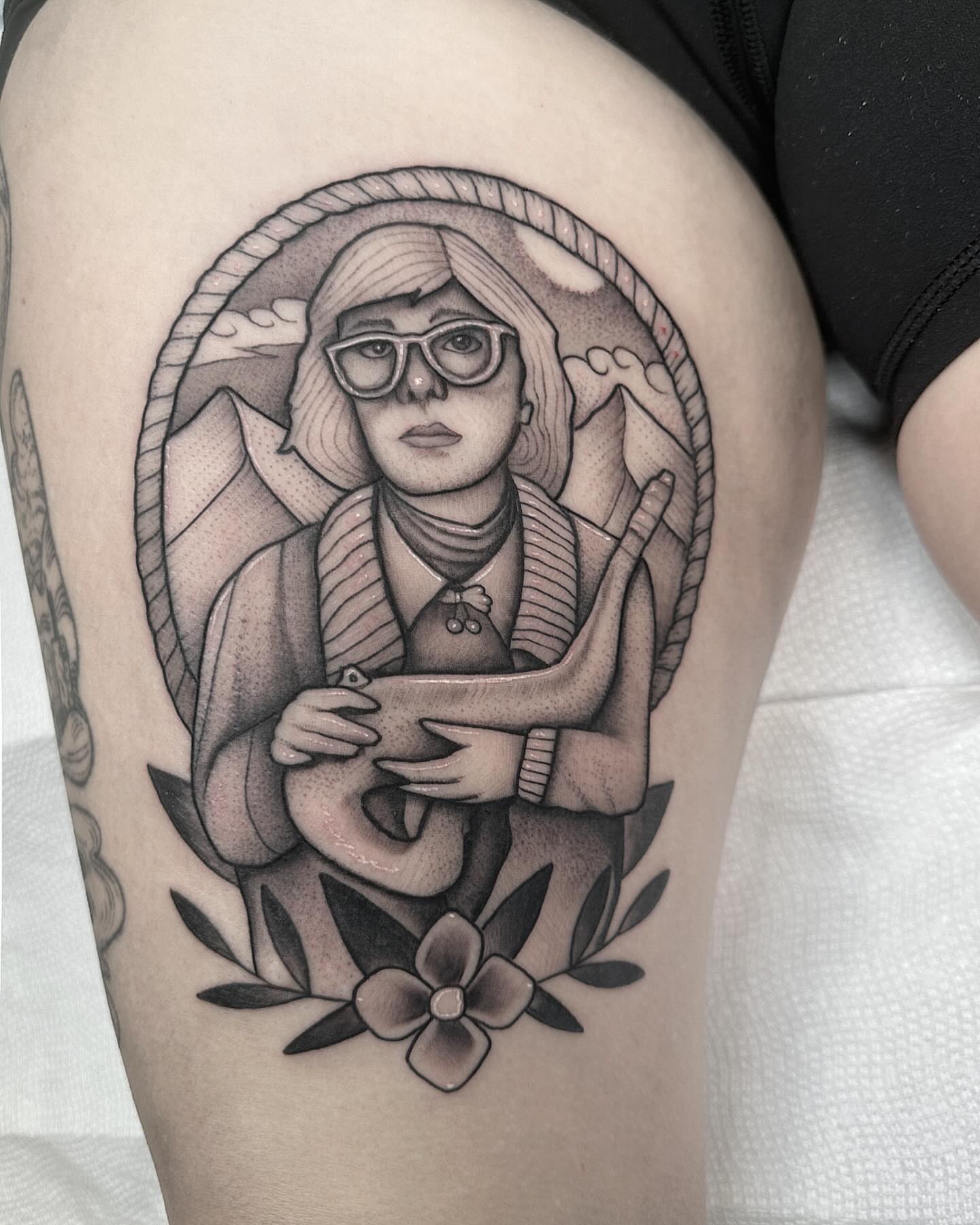 Tattoo by @feraleyes — black_and_grey, realism