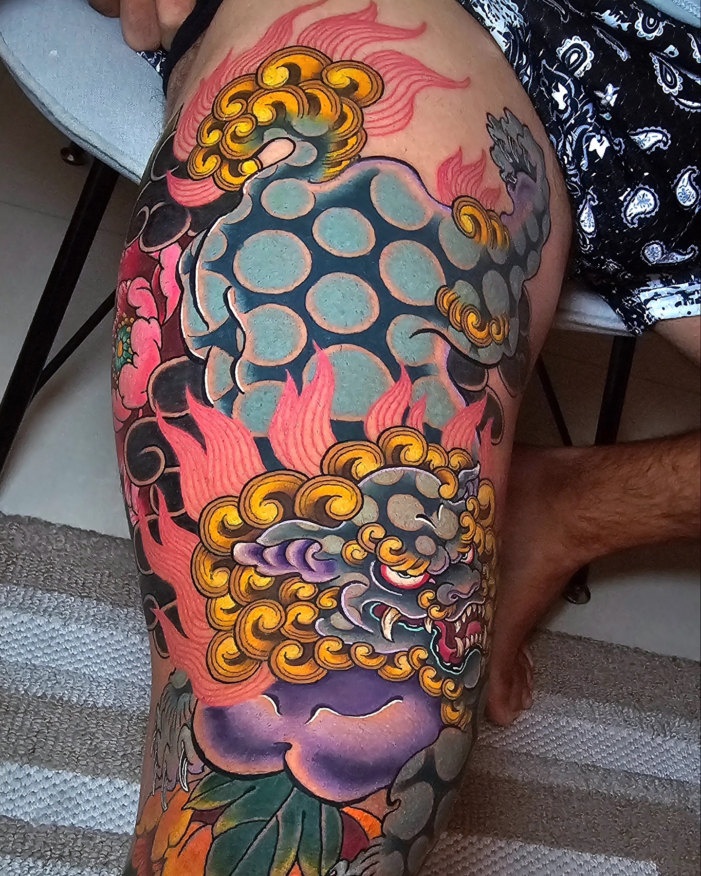 Dragon japanese irezumi tattoo on the thigh by 彫かか