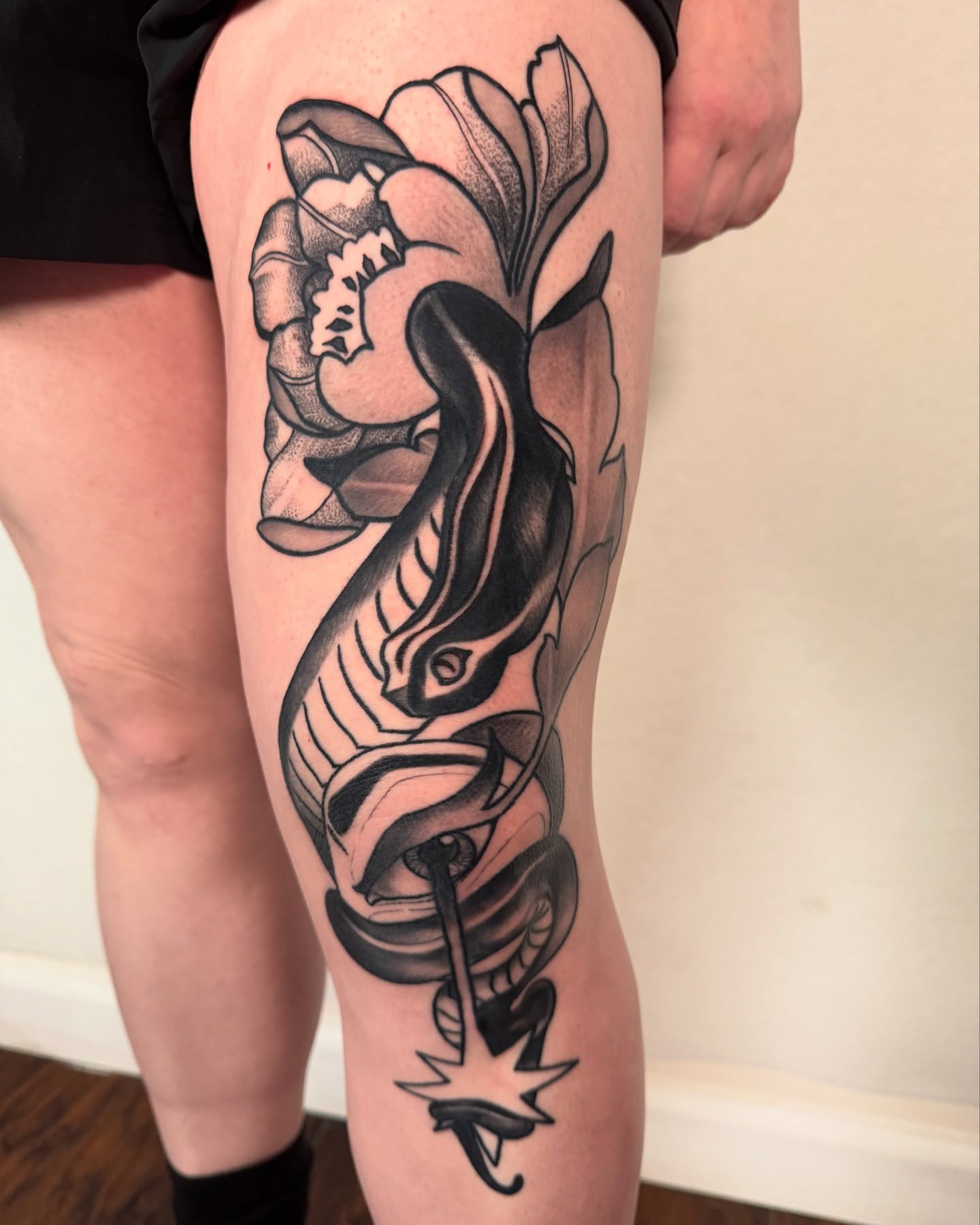 Tattoo by @doublescribbles — black_and_grey