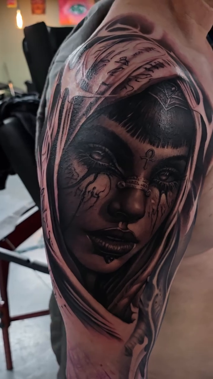 Tattoo by @gagecheesmantattoos — realism, black_and_grey