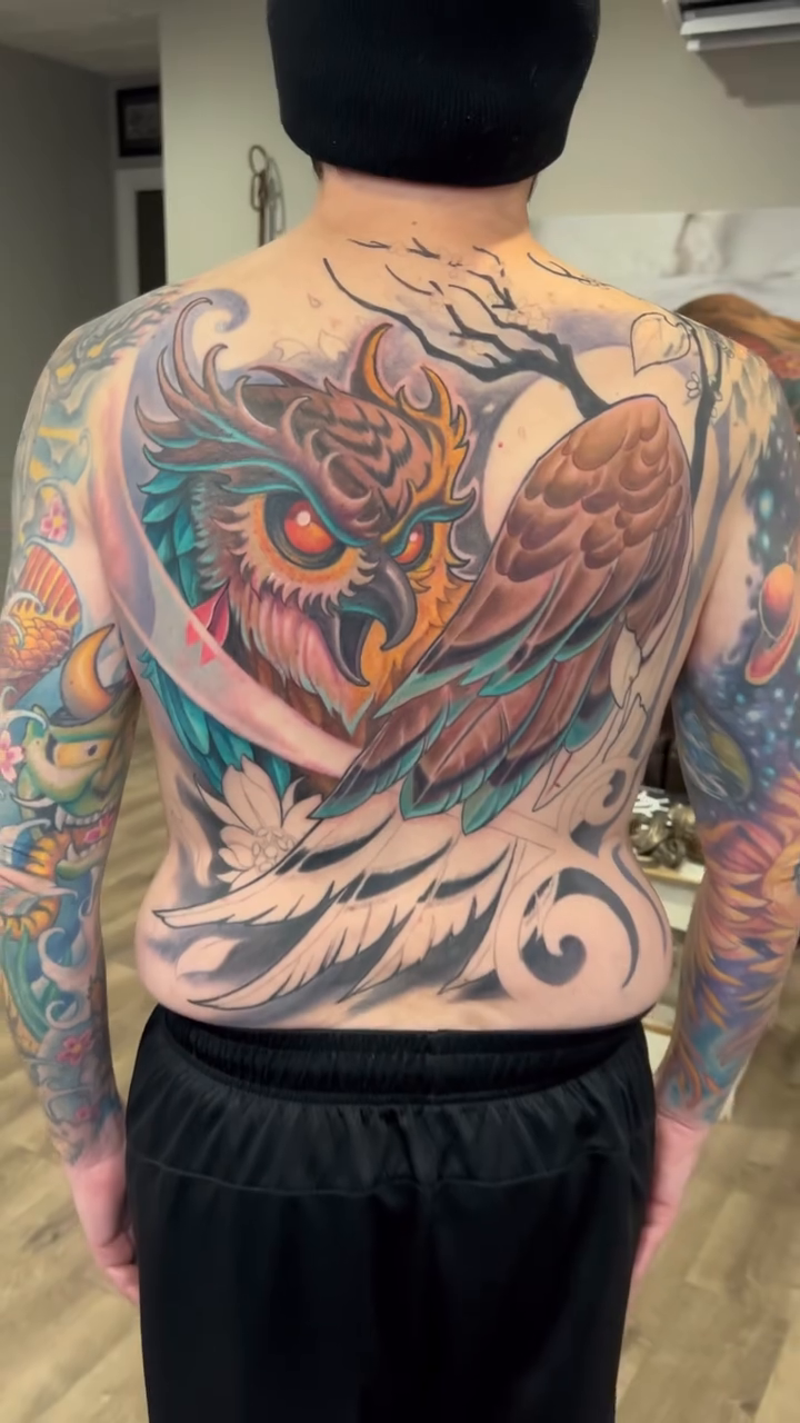 Phoenix and dragon back piece japanese irezumi tattoo by Marvin Silva