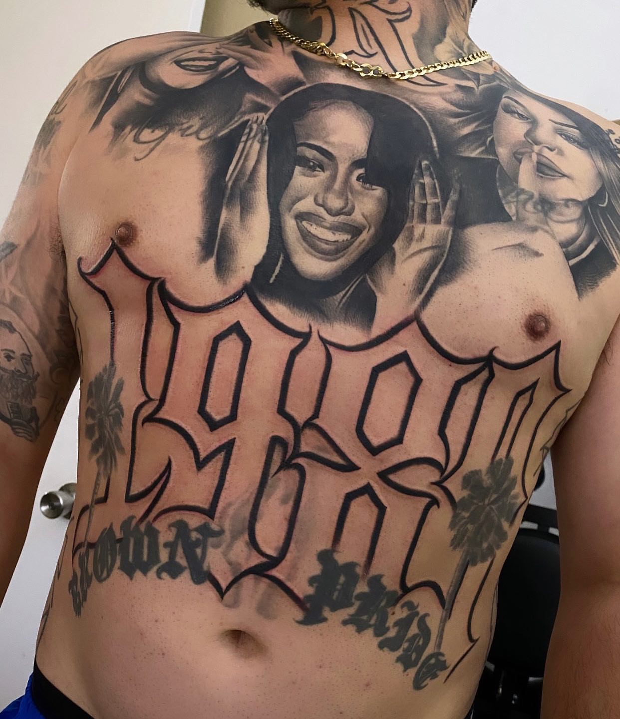 Portrait realism tattoo on the chest by TattooBoyTattoos
