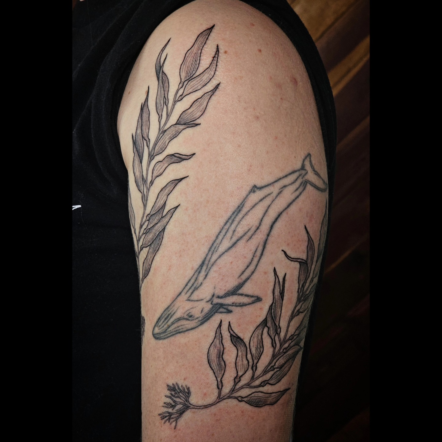 Tattoo by @doveandtoad — black_and_grey
