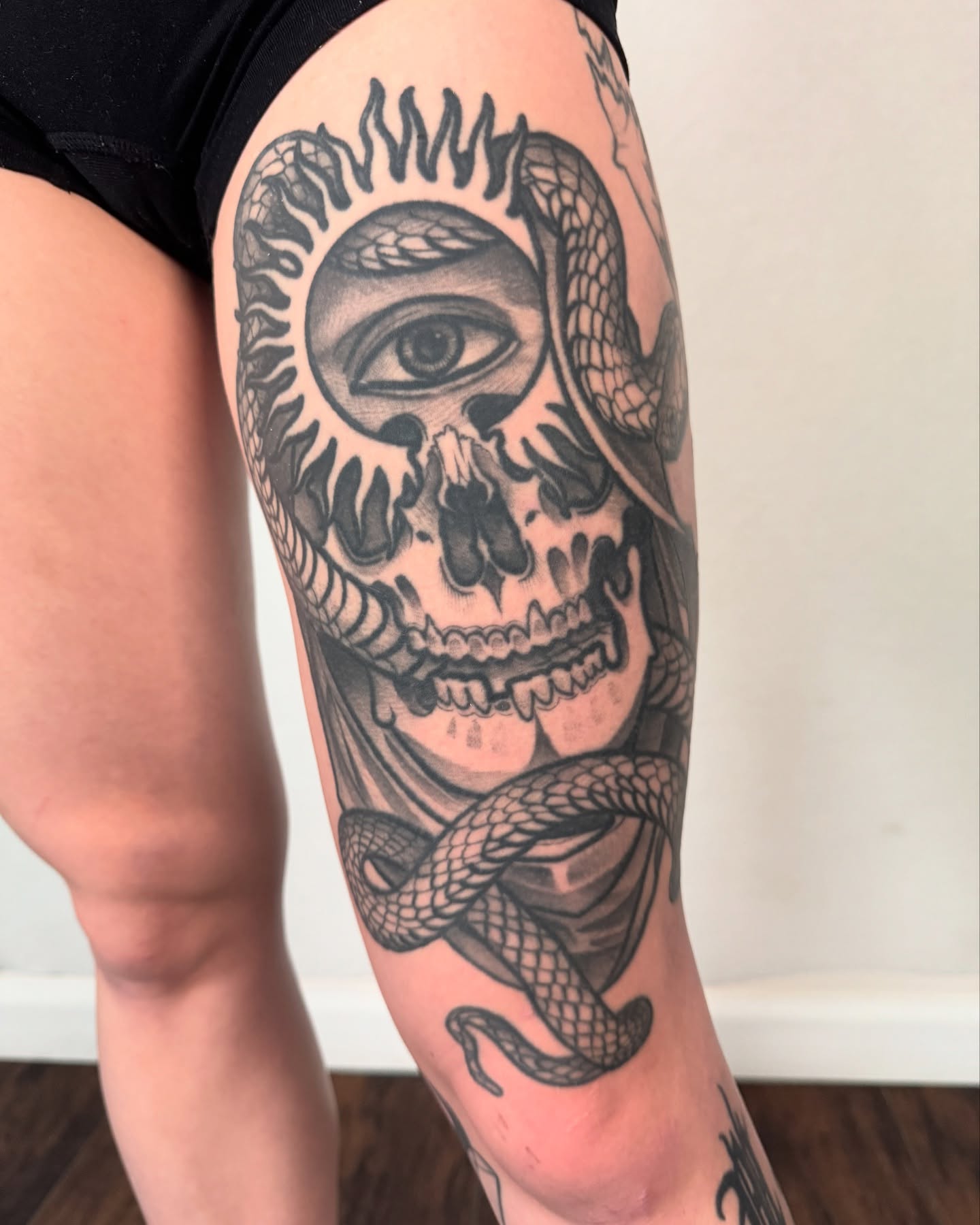 Tattoo by @doublescribbles — black_and_grey, realism