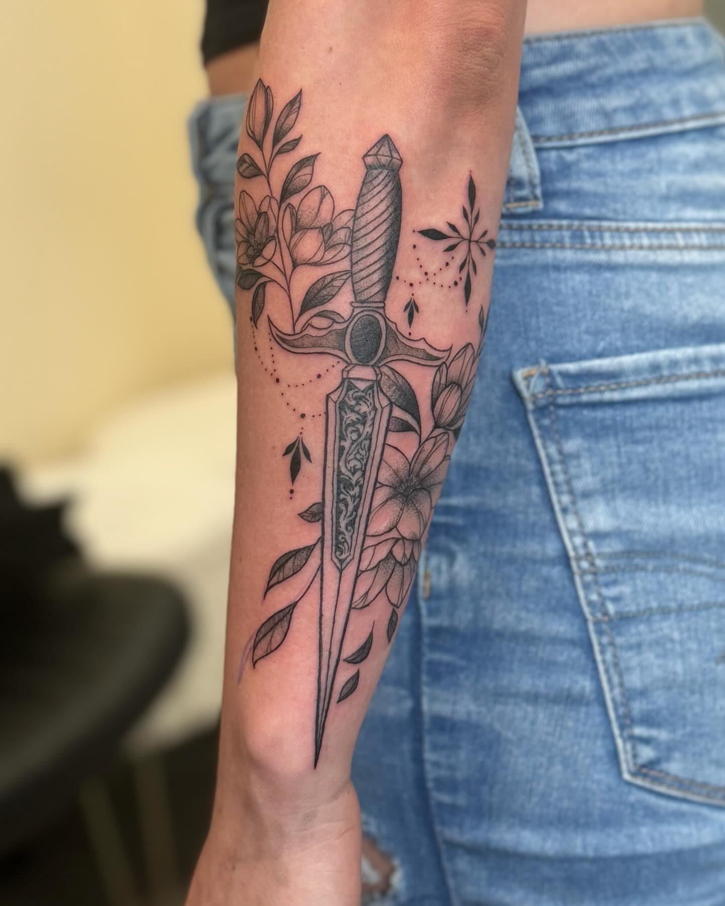 Tattoo by @gluhd_ink — black_and_grey