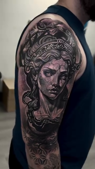 Tattoo by @danaratattoos — realism, black_and_grey