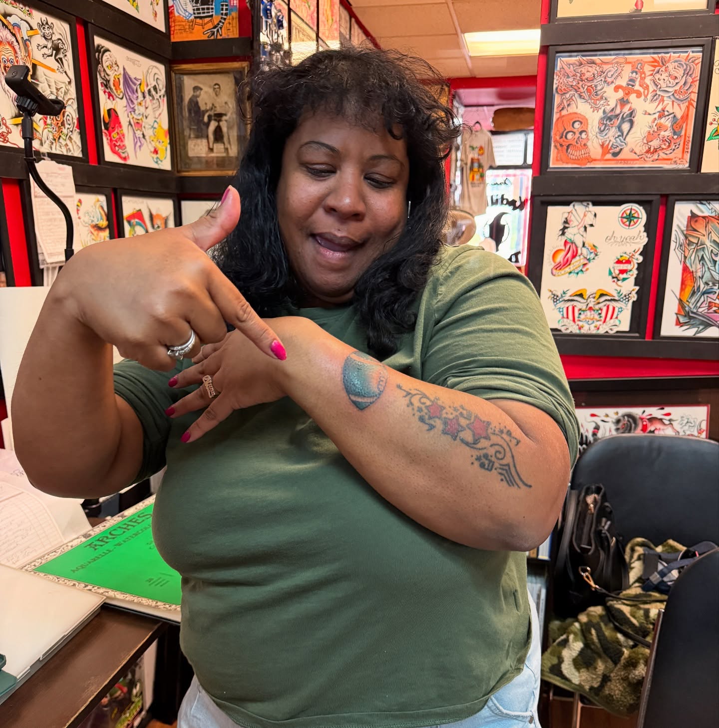 Astronaut American traditional tattoo on the forearm by Angus Perfect, Philadelphia, Pennsylvania