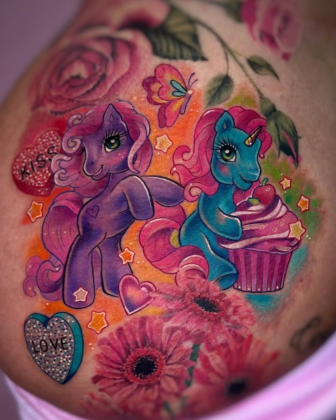 My little pony characters illustrative tattoo on the thigh by โ ๐ฟ๐๐ ๐ญ๐๐๐๐