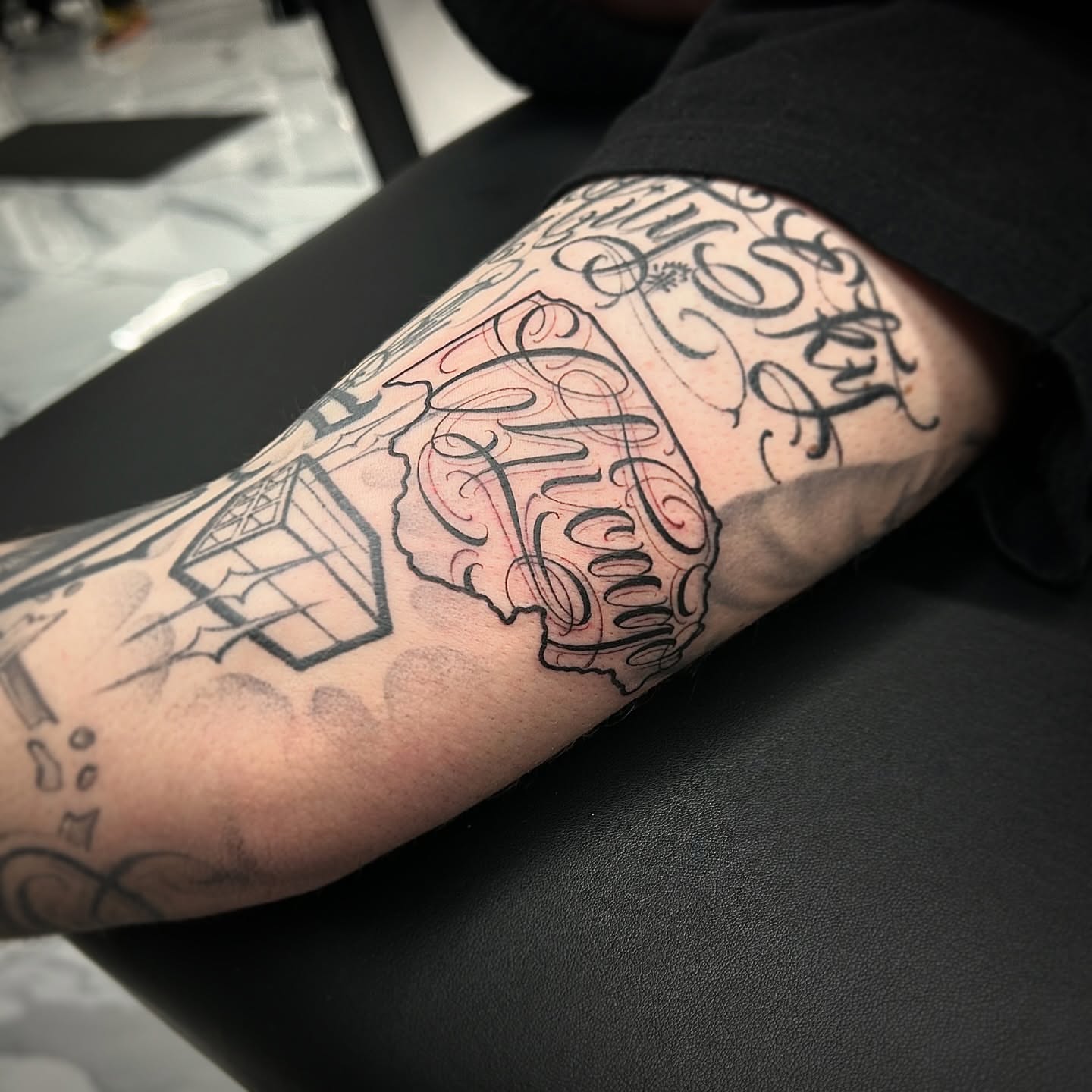 Mask American traditional tattoo on the forearm by $krypt