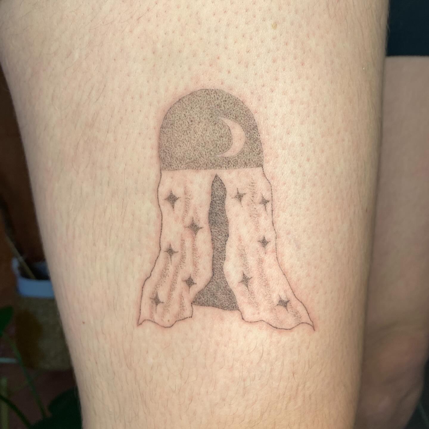 Jellyfish dotwork tattoo on the leg by 🌀☁️kath☁️🥀