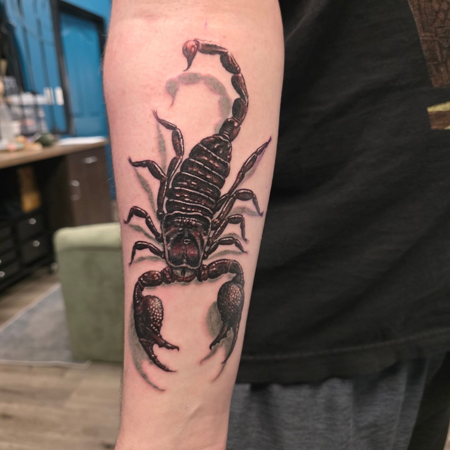 Scorpion realism tattoo on the forearm by Martin Colonna