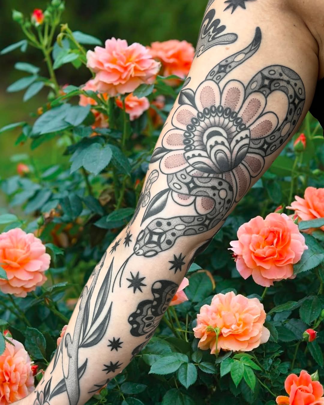 Tattoo by @bacontattoos — black_and_grey, ornamental
