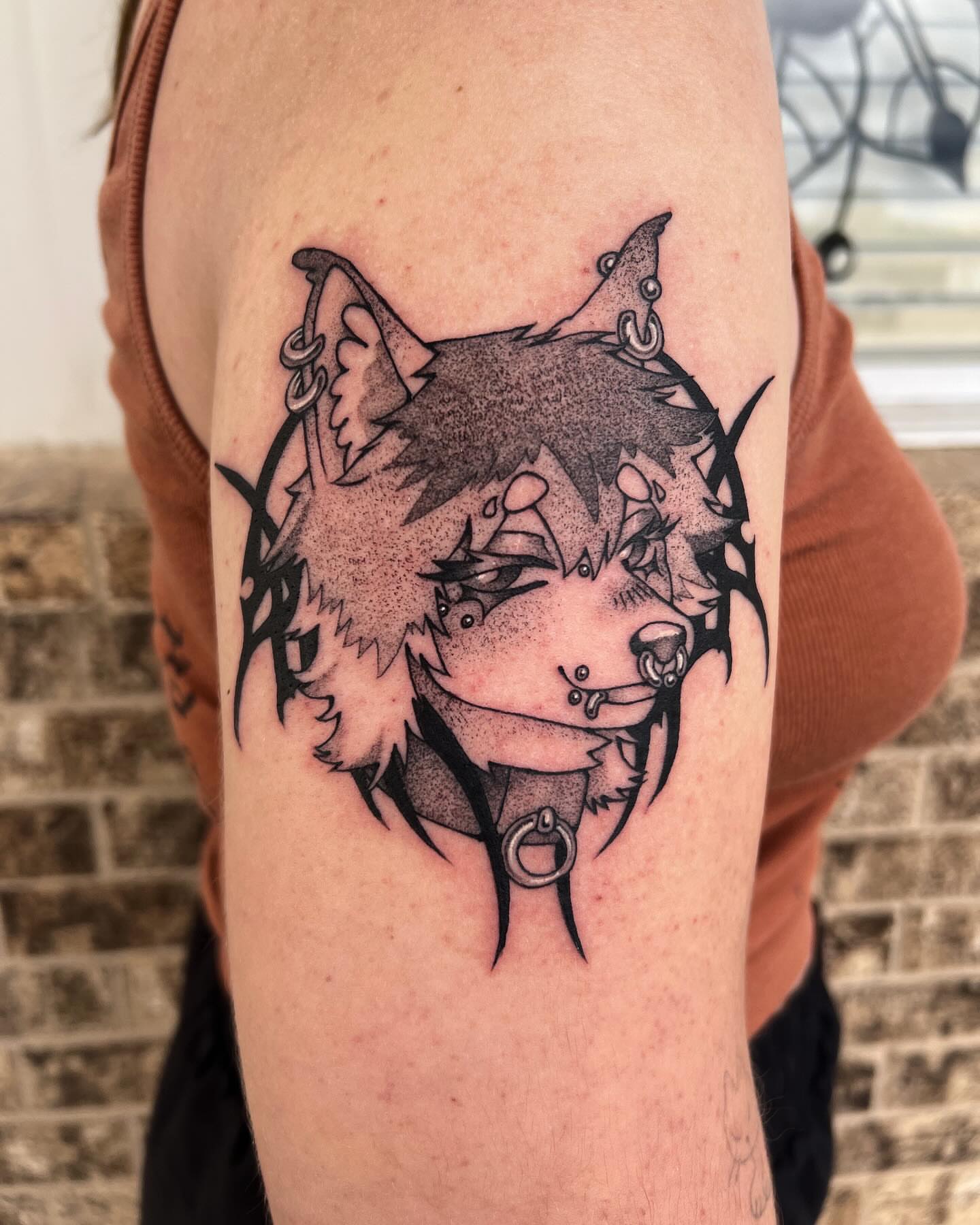 Wolf dotwork tattoo on the forearm by ty ☆ nbtx tattoo artist