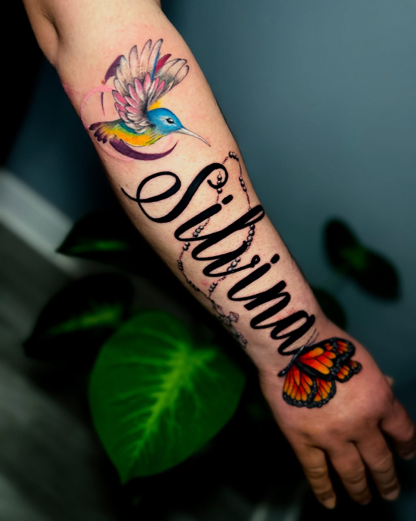 Hummingbird and butterfly realism tattoo on the forearm by Jackse π§πΌββοΈ Tattoos π§πΌββοΈ