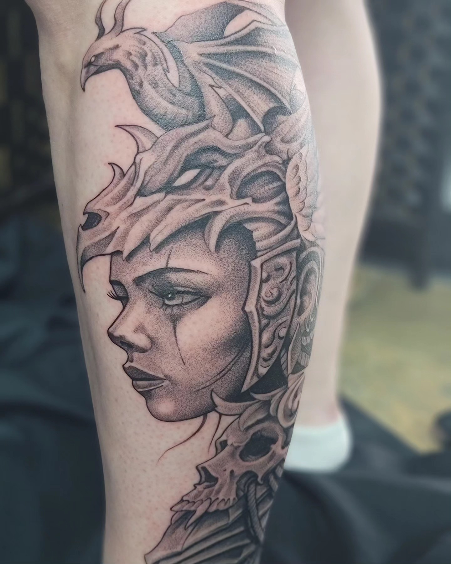 Tattoo by @bigcdotatts — dotwork, realism