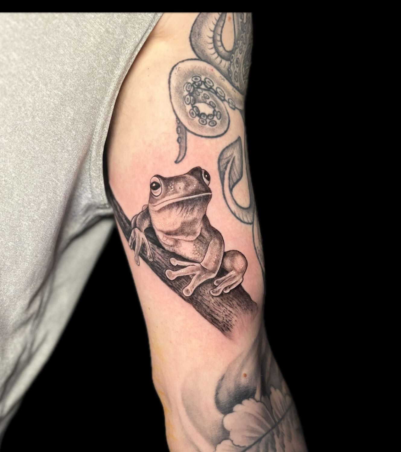 Frog realism tattoo on the forearm by 🖤Sabrina Ryan🖤