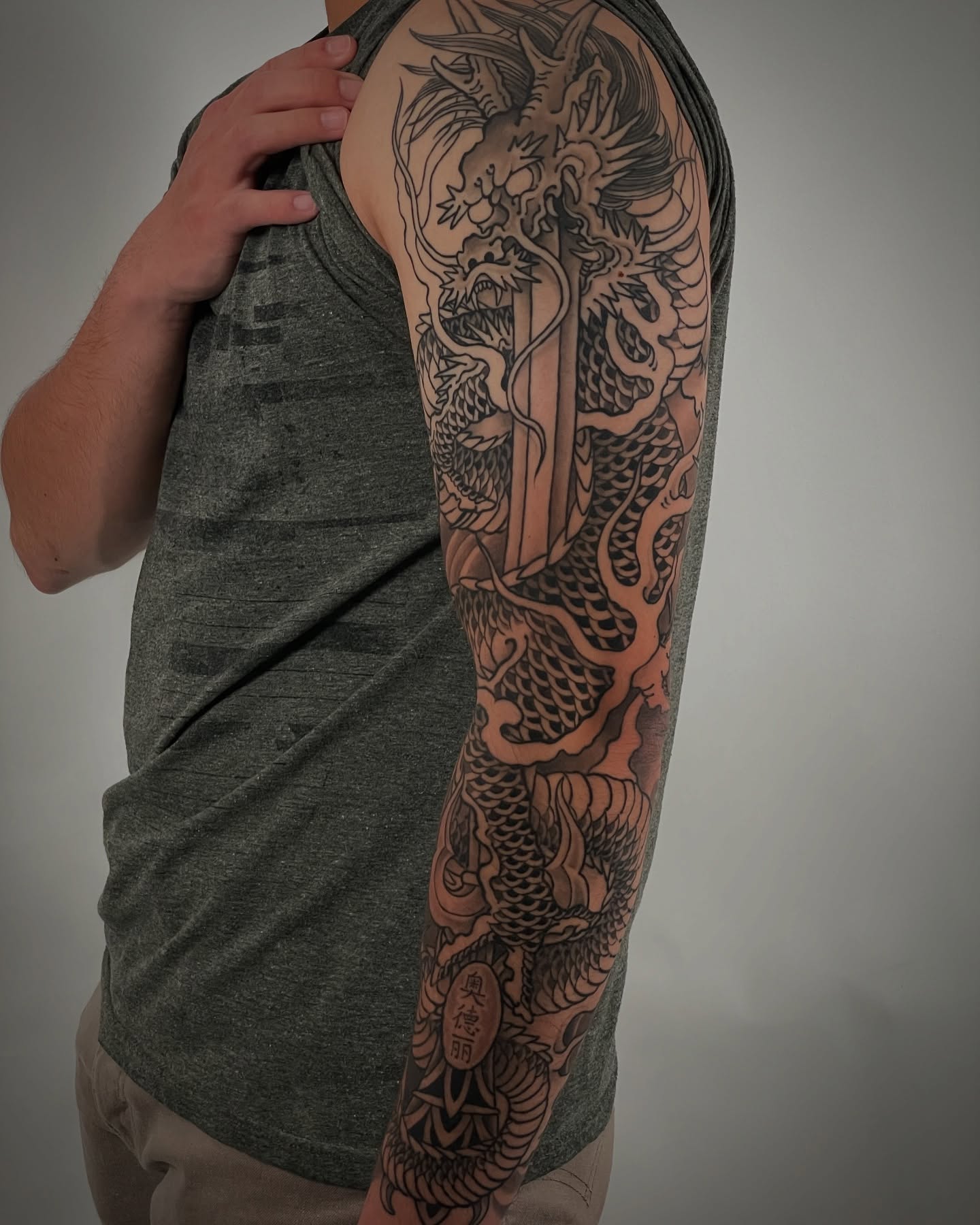 Dragon japanese irezumi tattoo on the upper arm by Tattooer by Trade Wannabe Artist at Heart