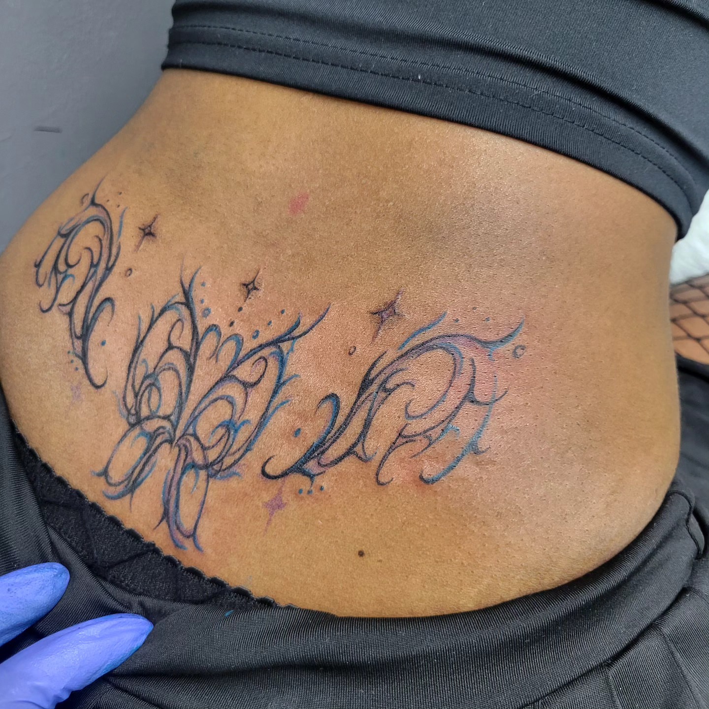 Script lettering lettering script tattoo on the torso by LolaCat🐉