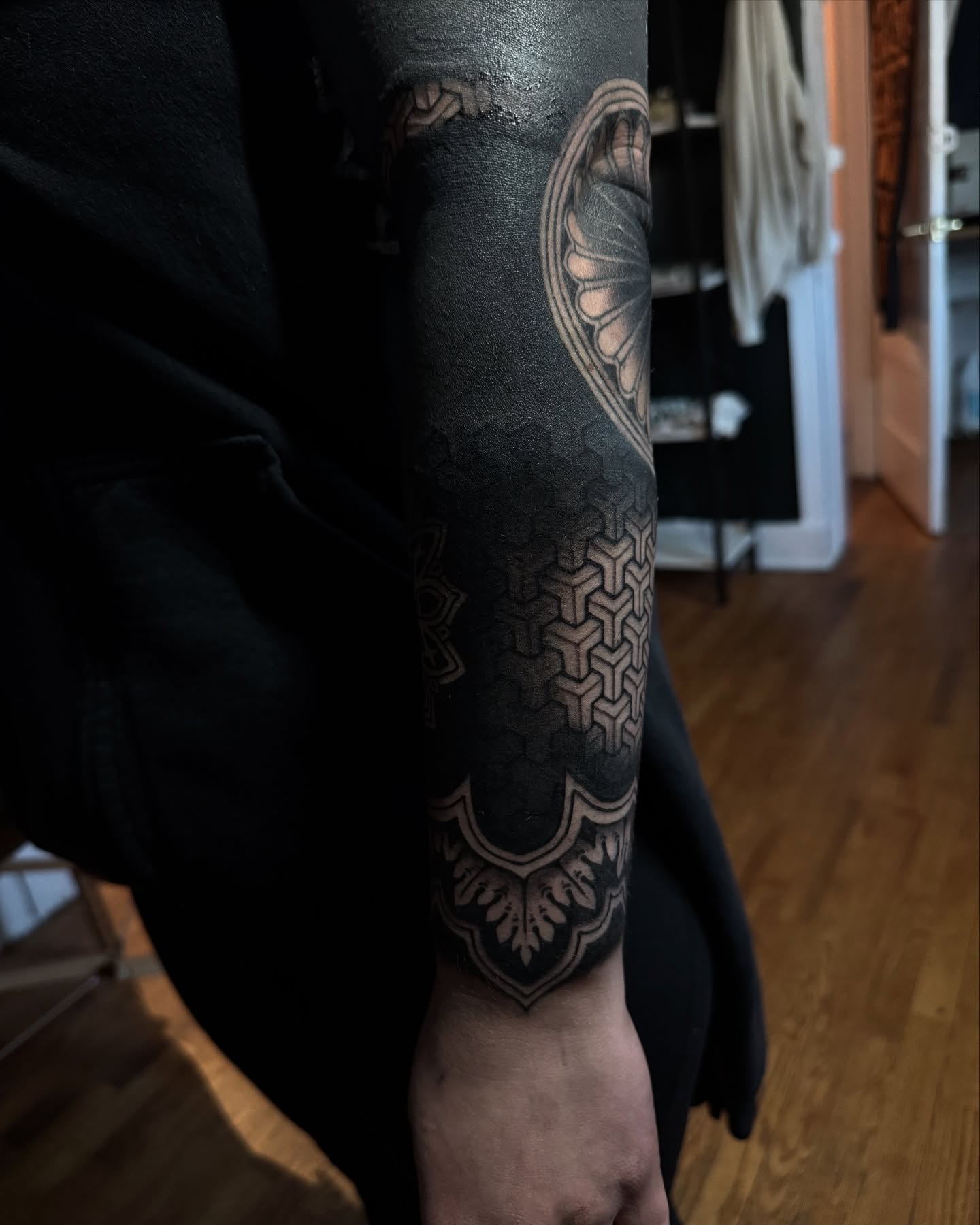 Tattoo by @nicholastidler_tattoos — blackwork, geometric