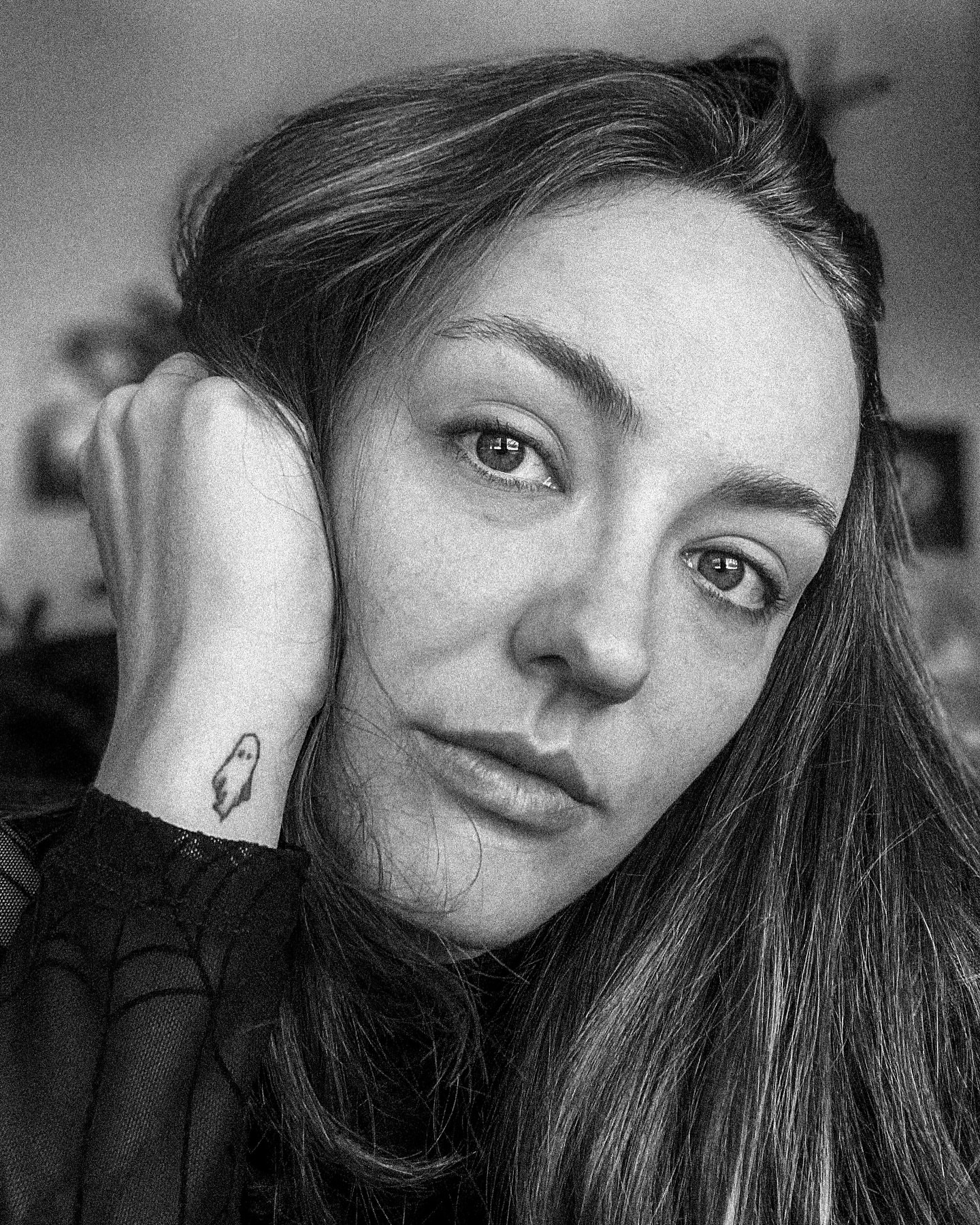 Ghost black and grey tattoo by Amy