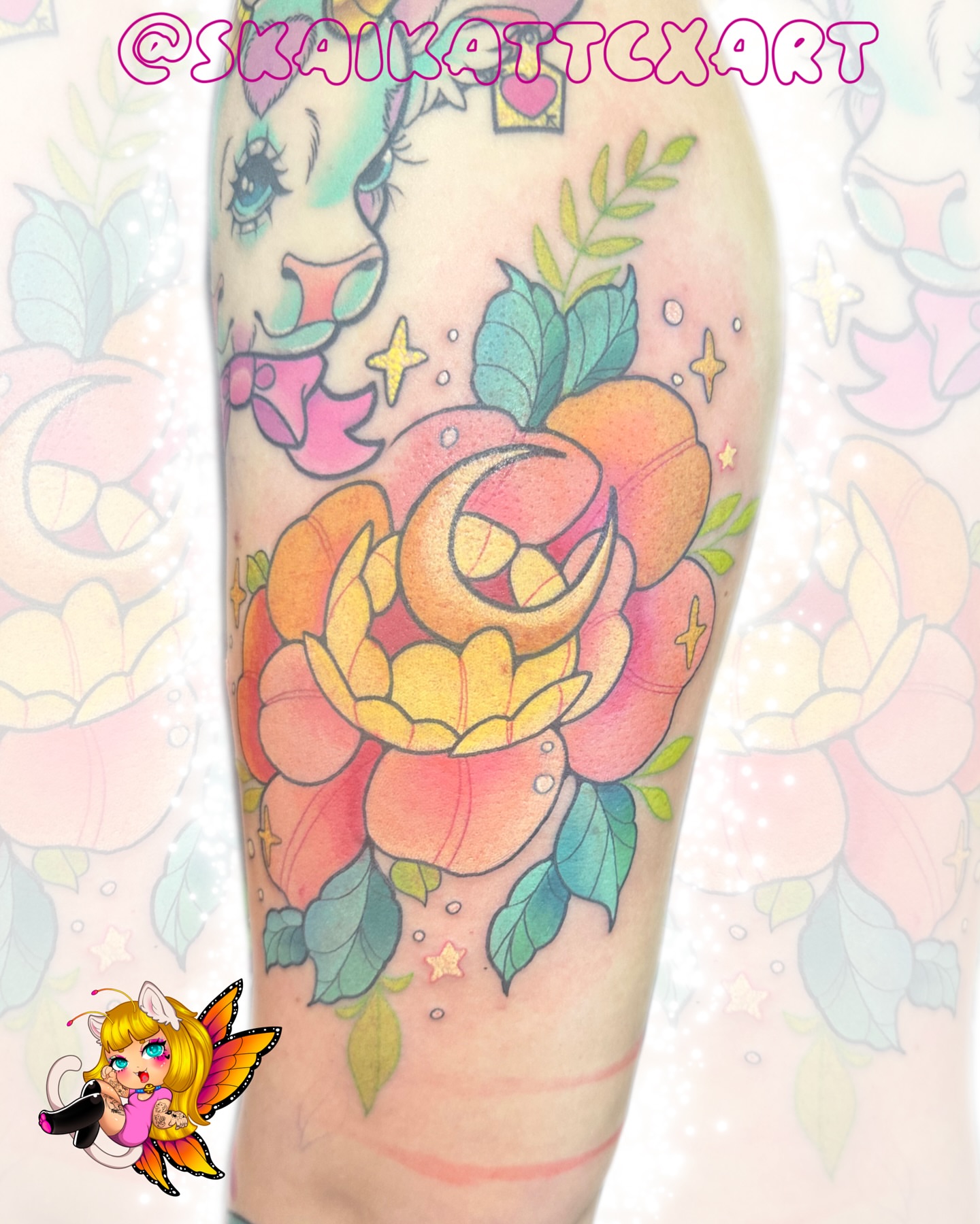 Tattoo by @skaikattcxart — new_school, watercolor