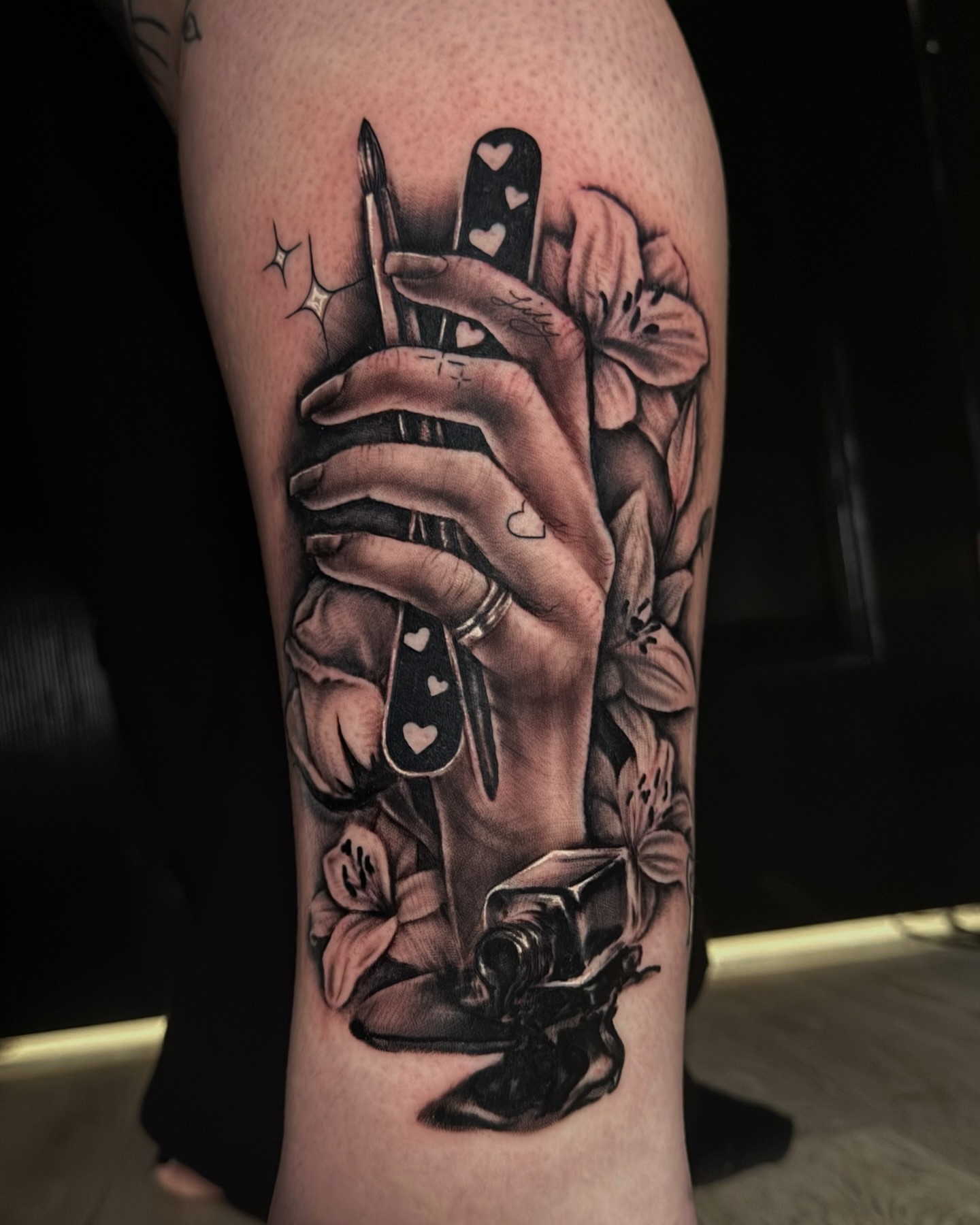 Tattoo by @anheartistxo — black_and_grey, realism