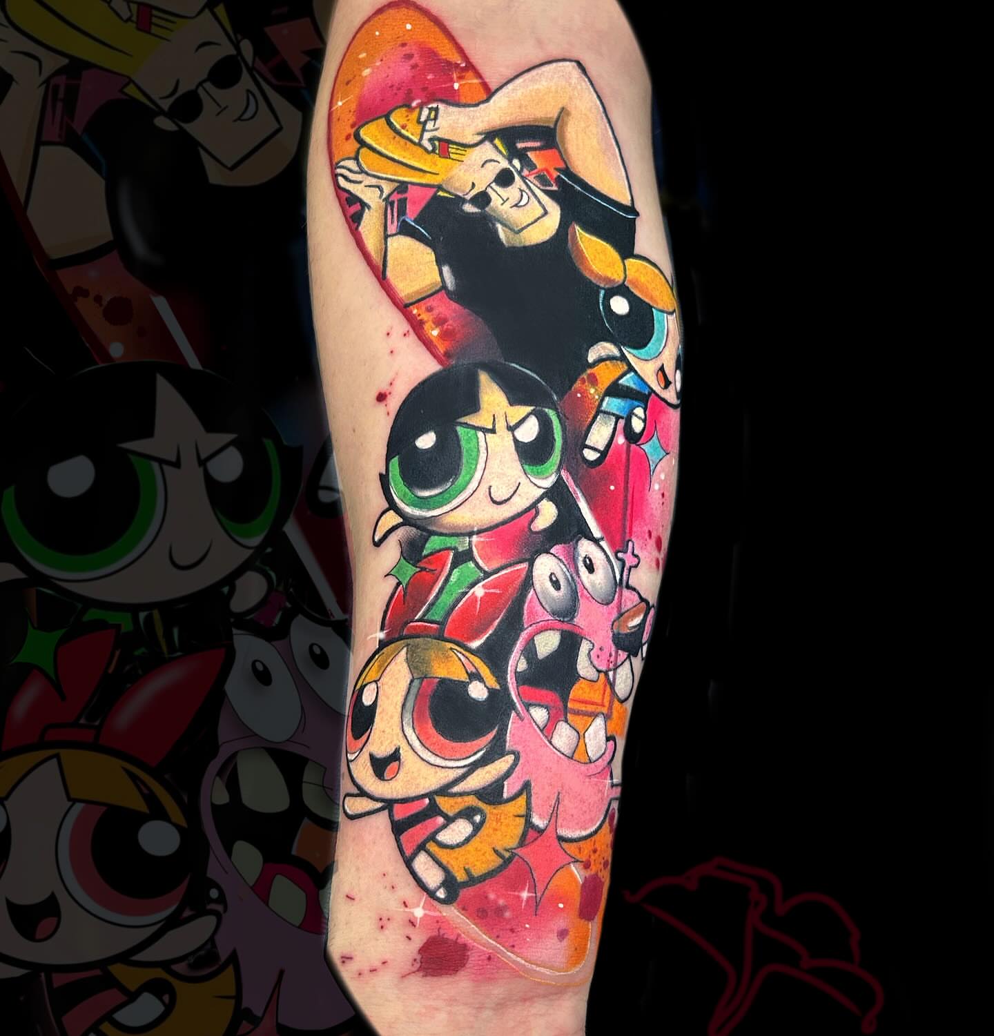 Powerpuff girls new school tattoo on the forearm by Aline Petunia, Los Angeles, California