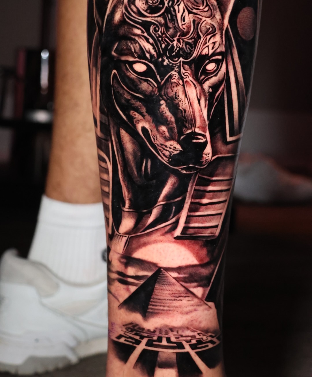 Wolf head realism tattoo on the forearm by Jesus Bravo