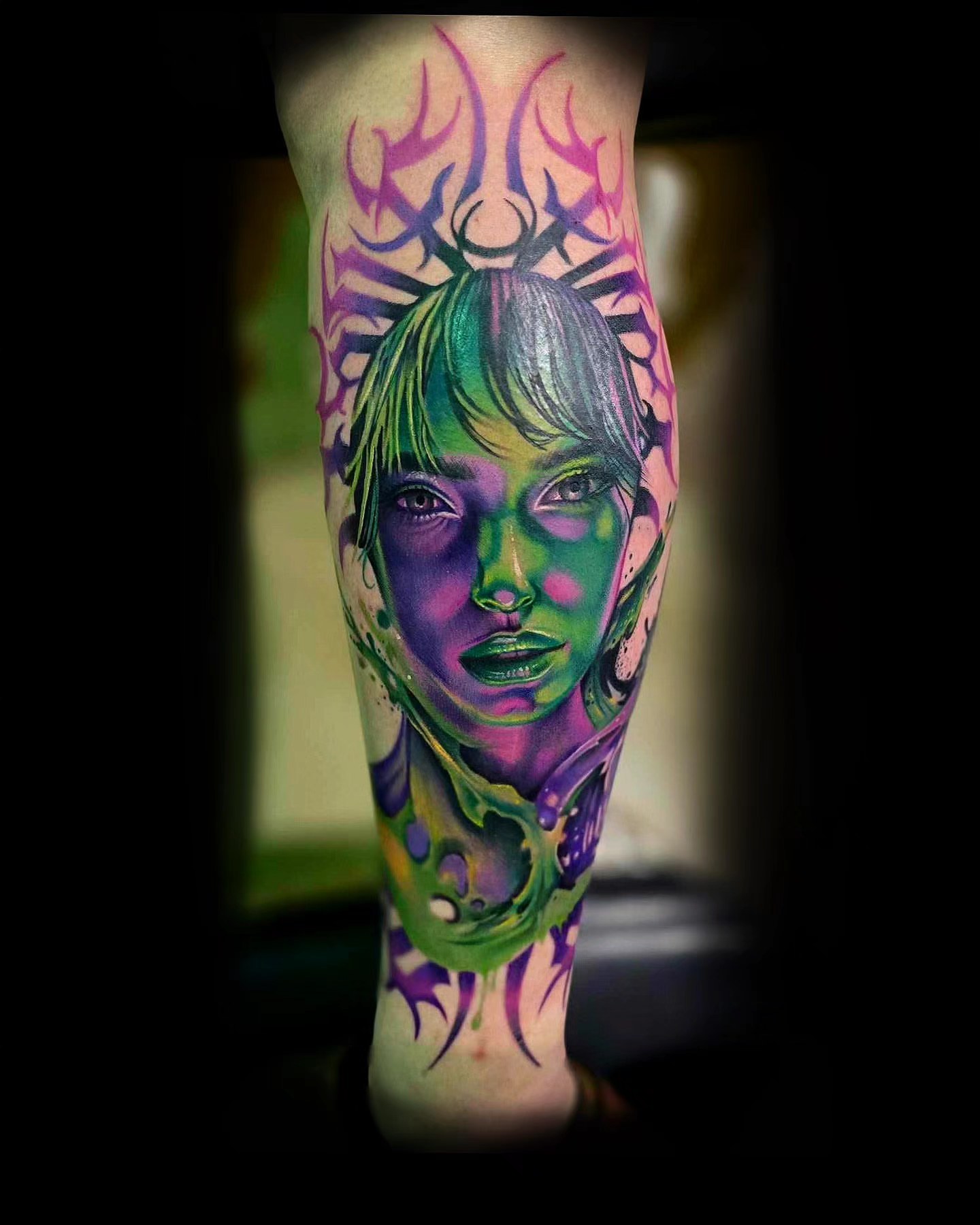Portrait realism tattoo on the forearm by Mark Melanson