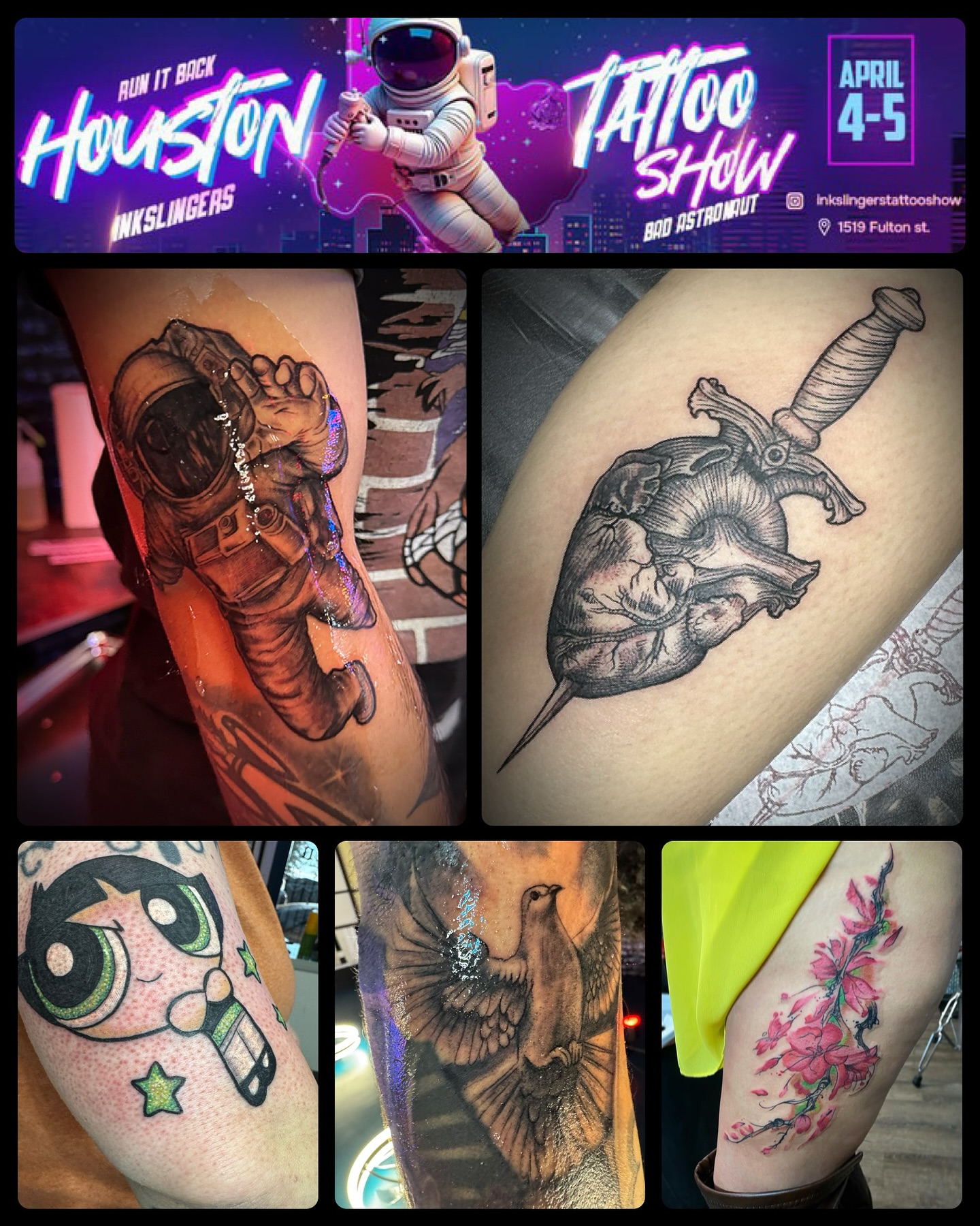 Astronaut realism tattoo on the upper arm by Christa Martinez