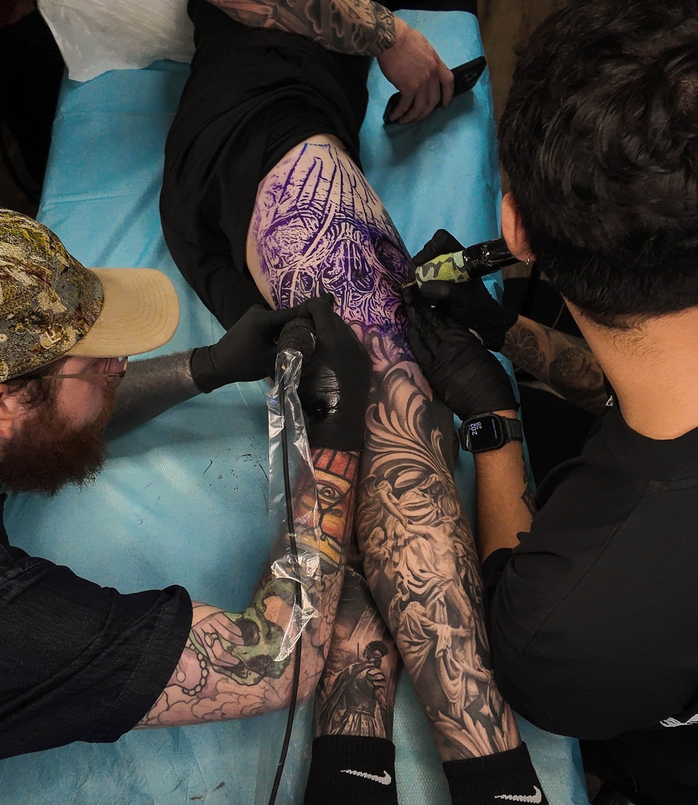 Ancient warrior American traditional tattoo on the leg by Aaron, Milwaukee, Wisconsin