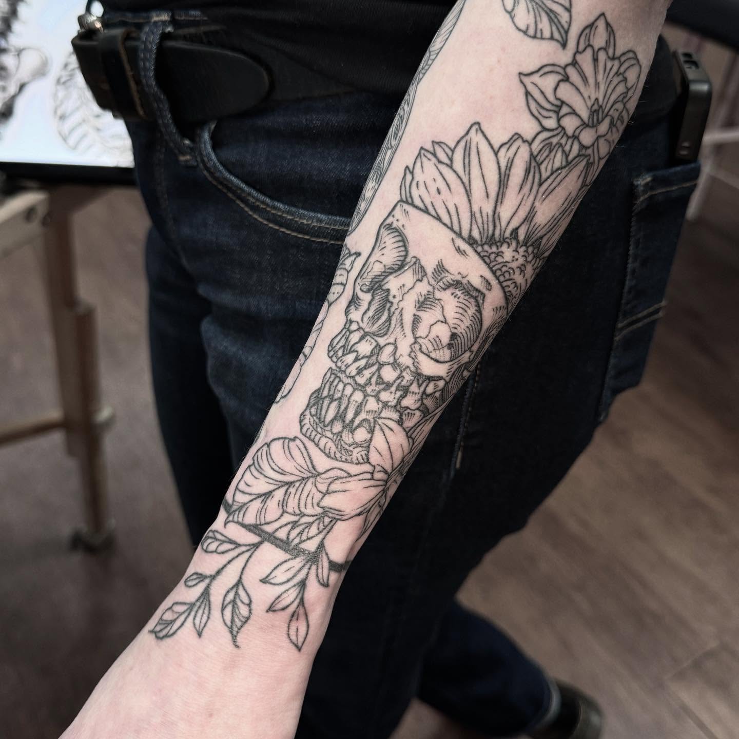 Tattoo by @kmarsdentattoos — black_and_grey