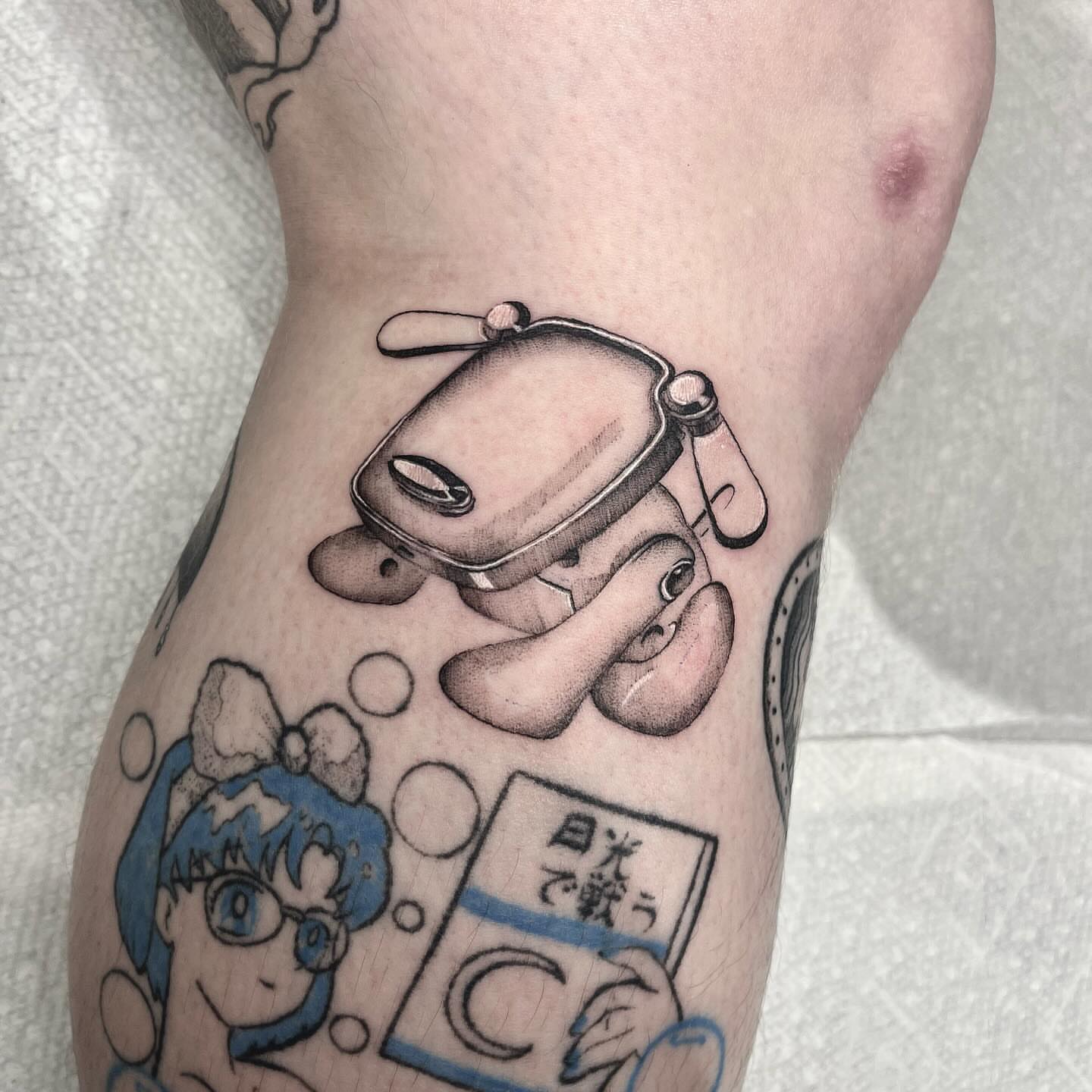 Tattoo by @aurtattoos — black_and_grey, anime