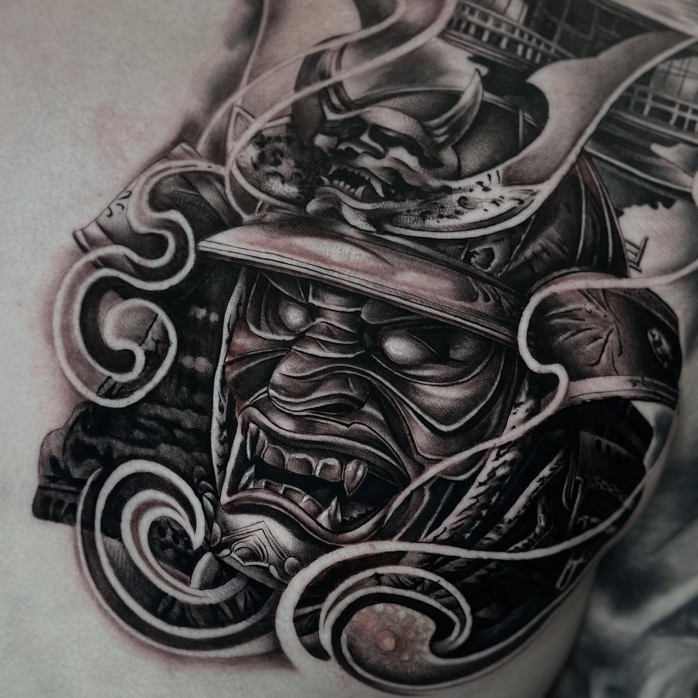 Tattoo by @tan_hope_mm — black_and_grey, dark_realism