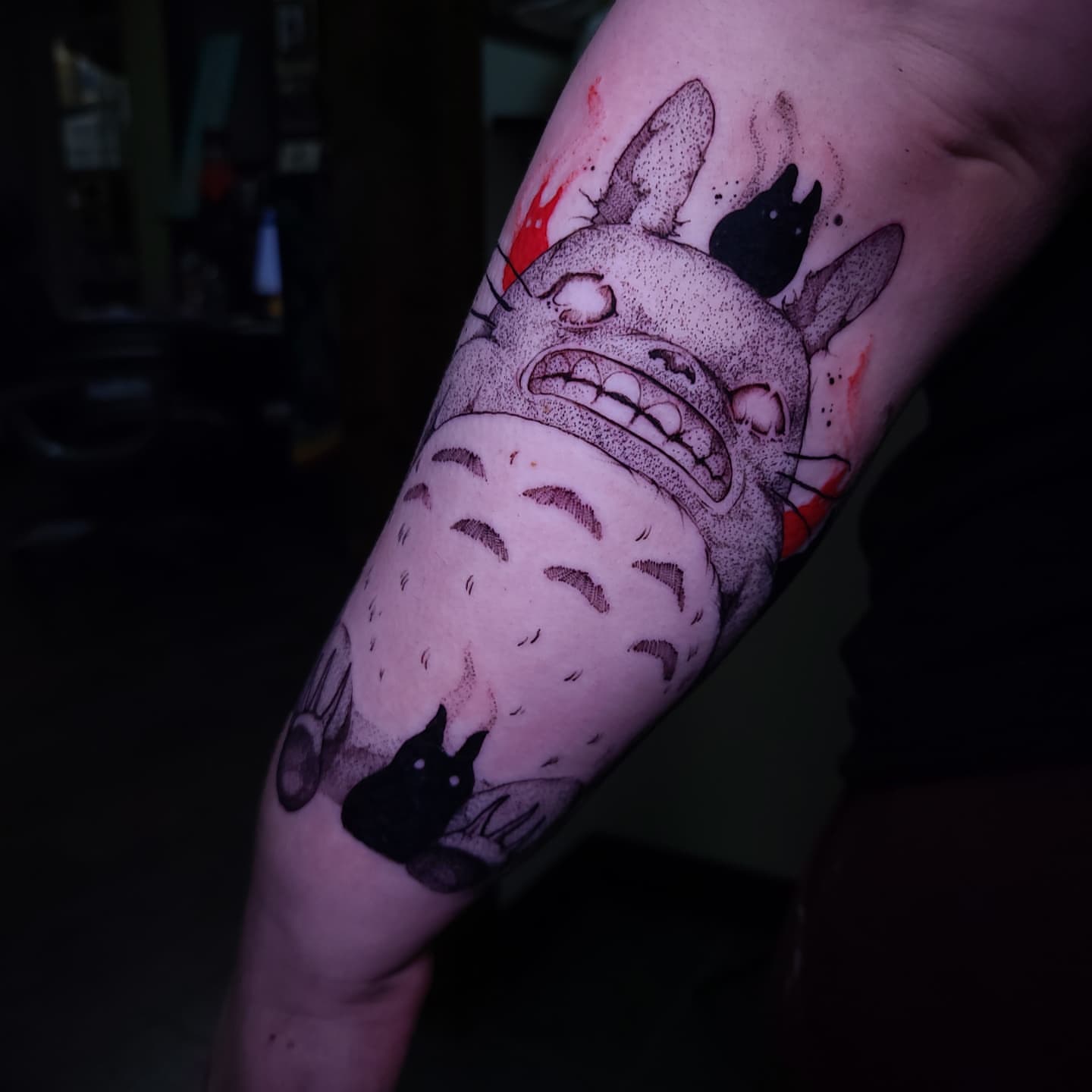 Tattoo by @boxofguts — dotwork, anime