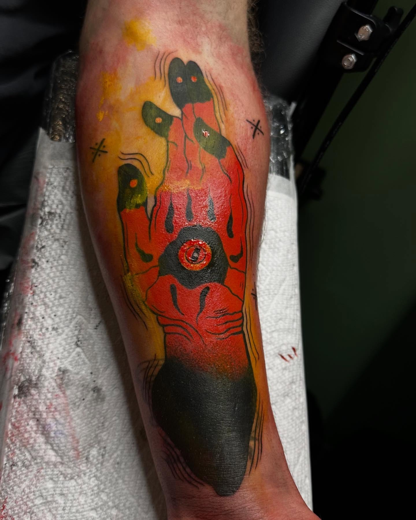 Tattoo by @picaflor.tattooer — dotwork, surrealism