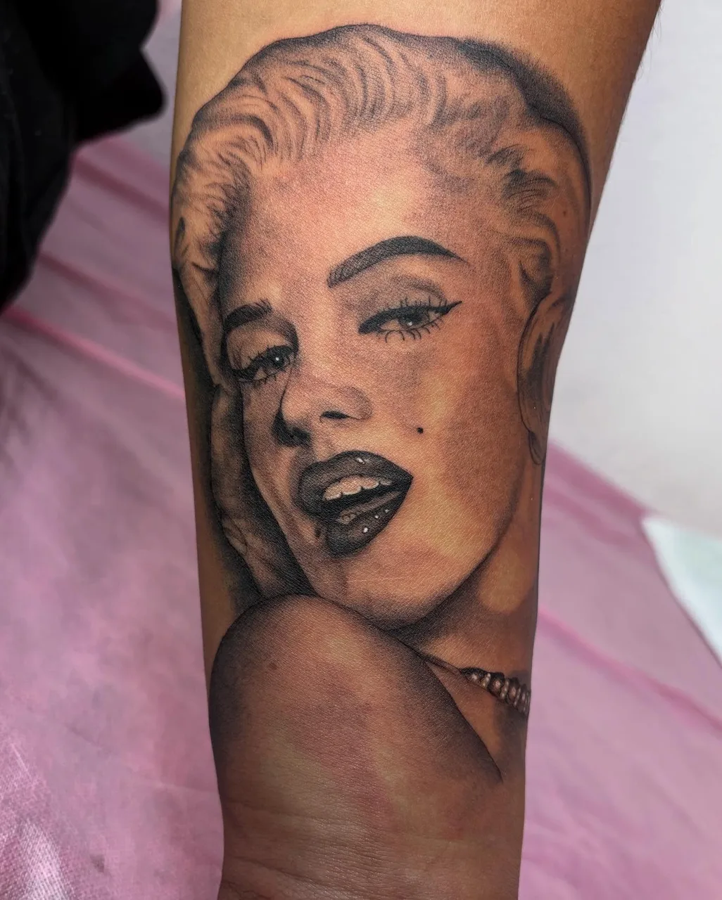 Marilyn monroe realism tattoo on the forearm by Savana ☆