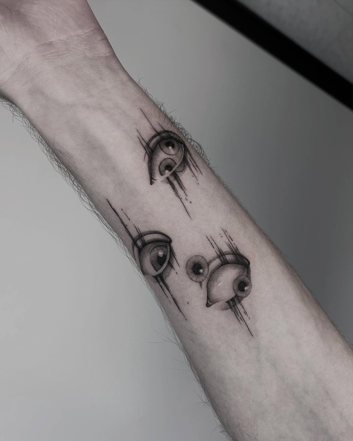 Tears and eyes realism tattoo on the forearm by ππππππ