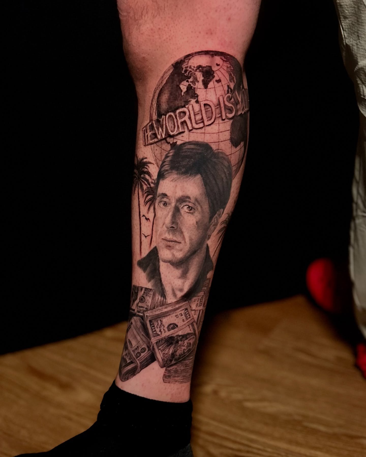 Scarface realism tattoo on the forearm by Tyler Reep