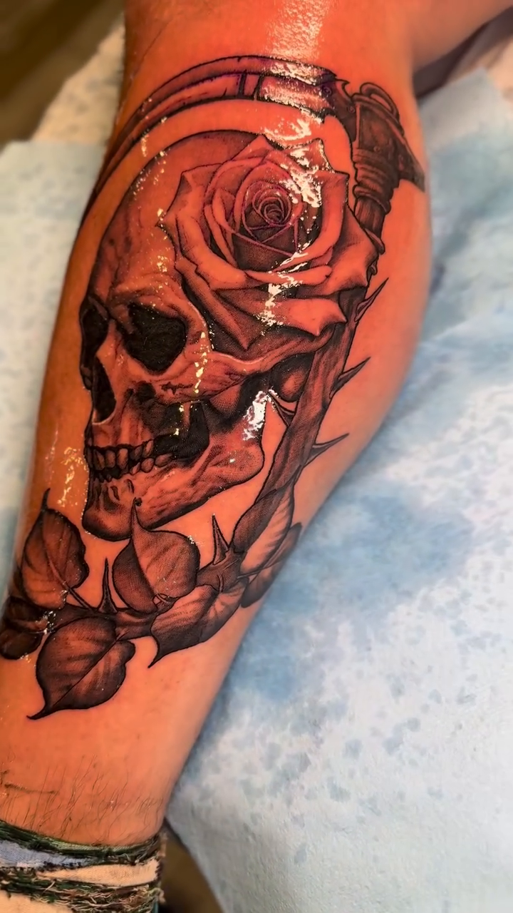 Tattoo by @rtist_ink — dark_realism, black_and_grey