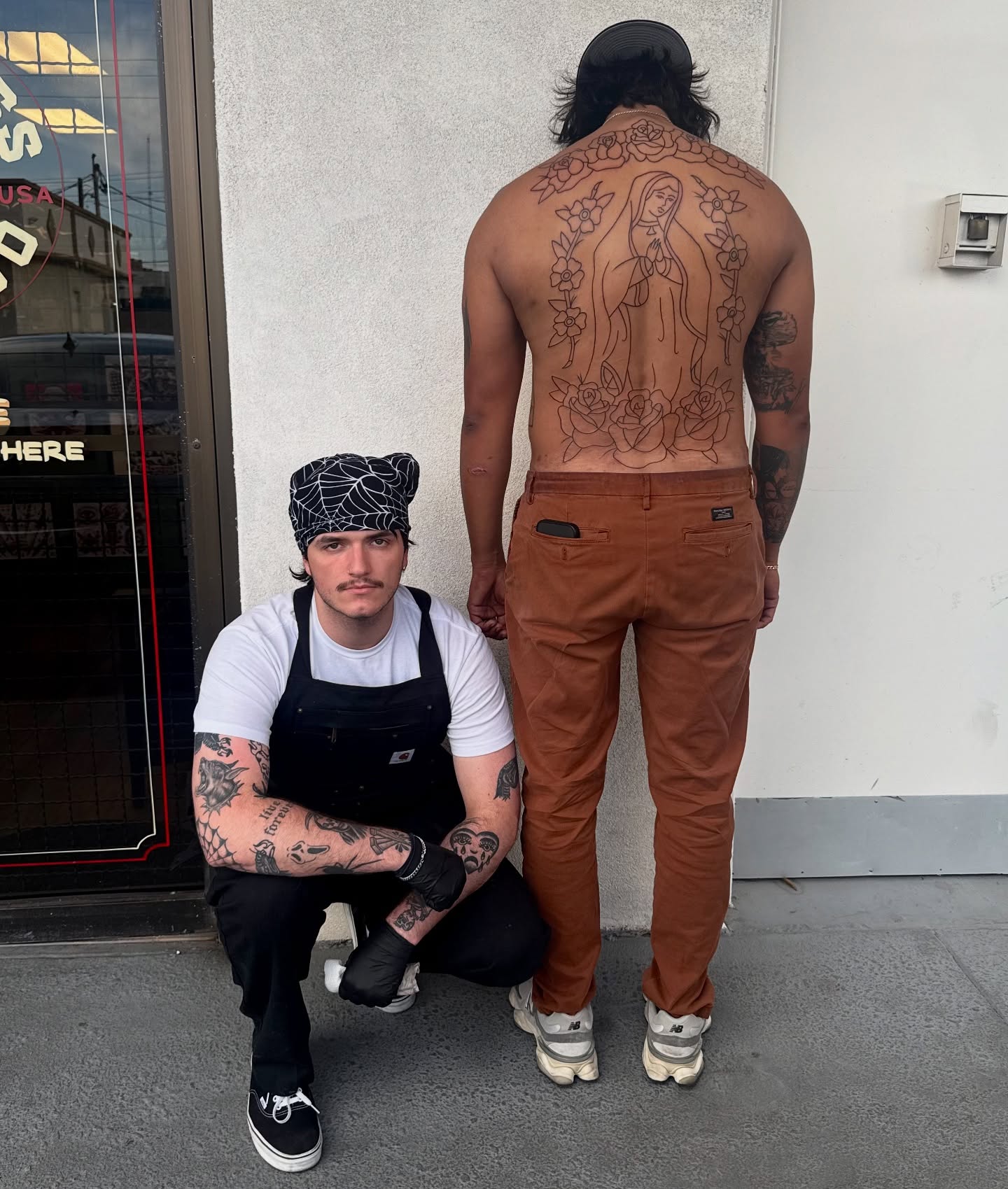 Religious figure black and grey tattoo on the back by Drew🕸️, Phoenix, Arizona