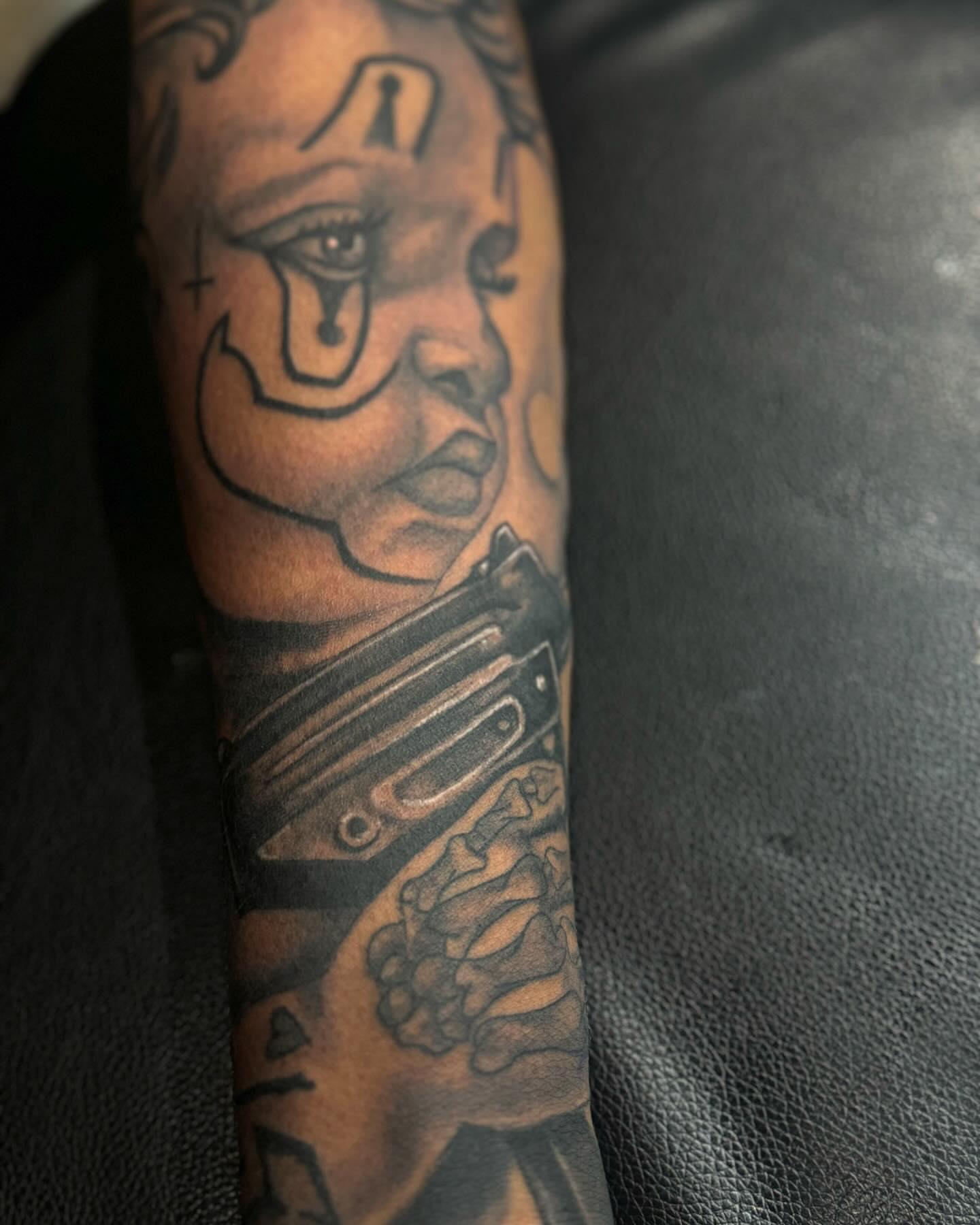 Tattoo by @tattzbankz — black_and_grey