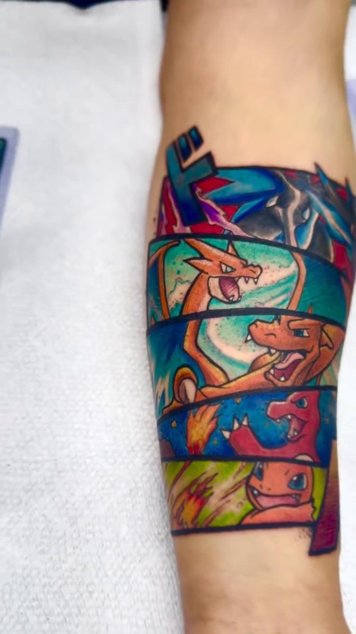 Pokemon characters anime tattoo by Kevin A. Salinas ๐จ๐ด, Houston, Texas