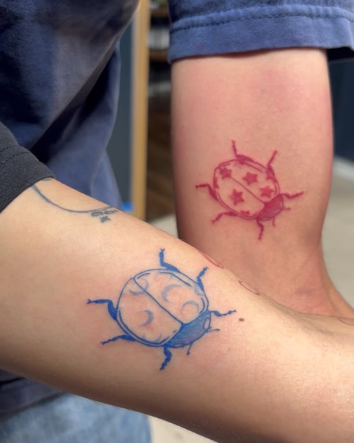 Beetle American traditional tattoo on the forearm by πΈππππ¦π£ππΈ