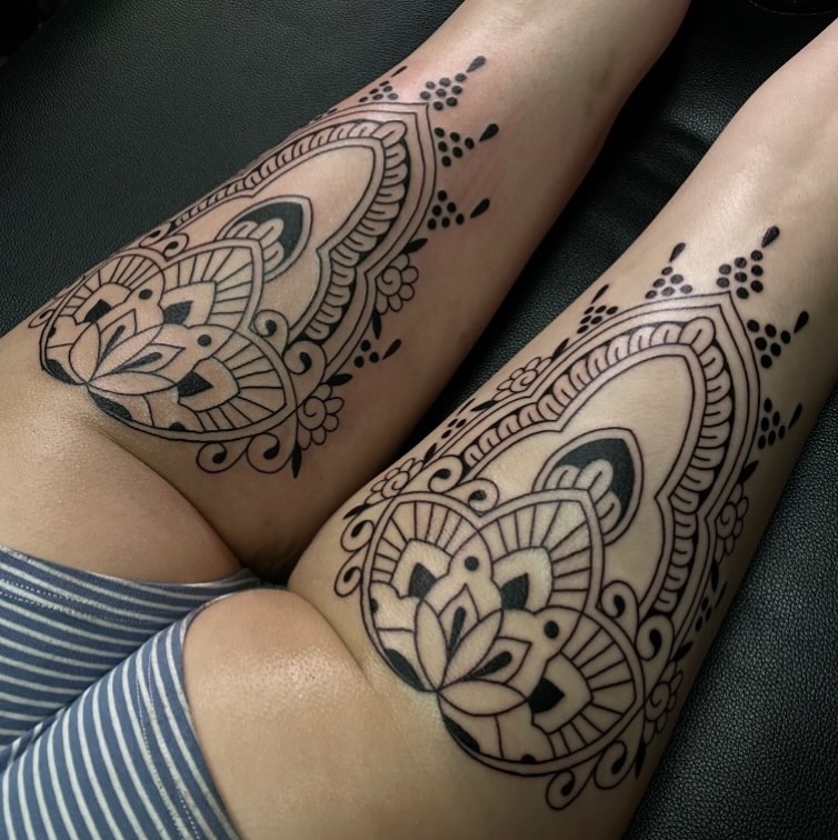 Mandala ornamental tattoo on the forearm by Justin R. Mitchell, Fort Worth, Texas