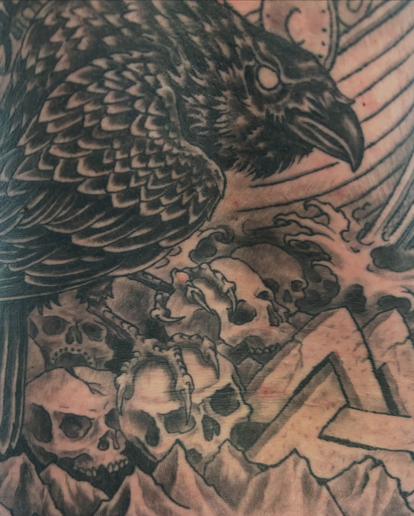 Tattoo by @j_bradbury3 — black_and_grey, dark_realism