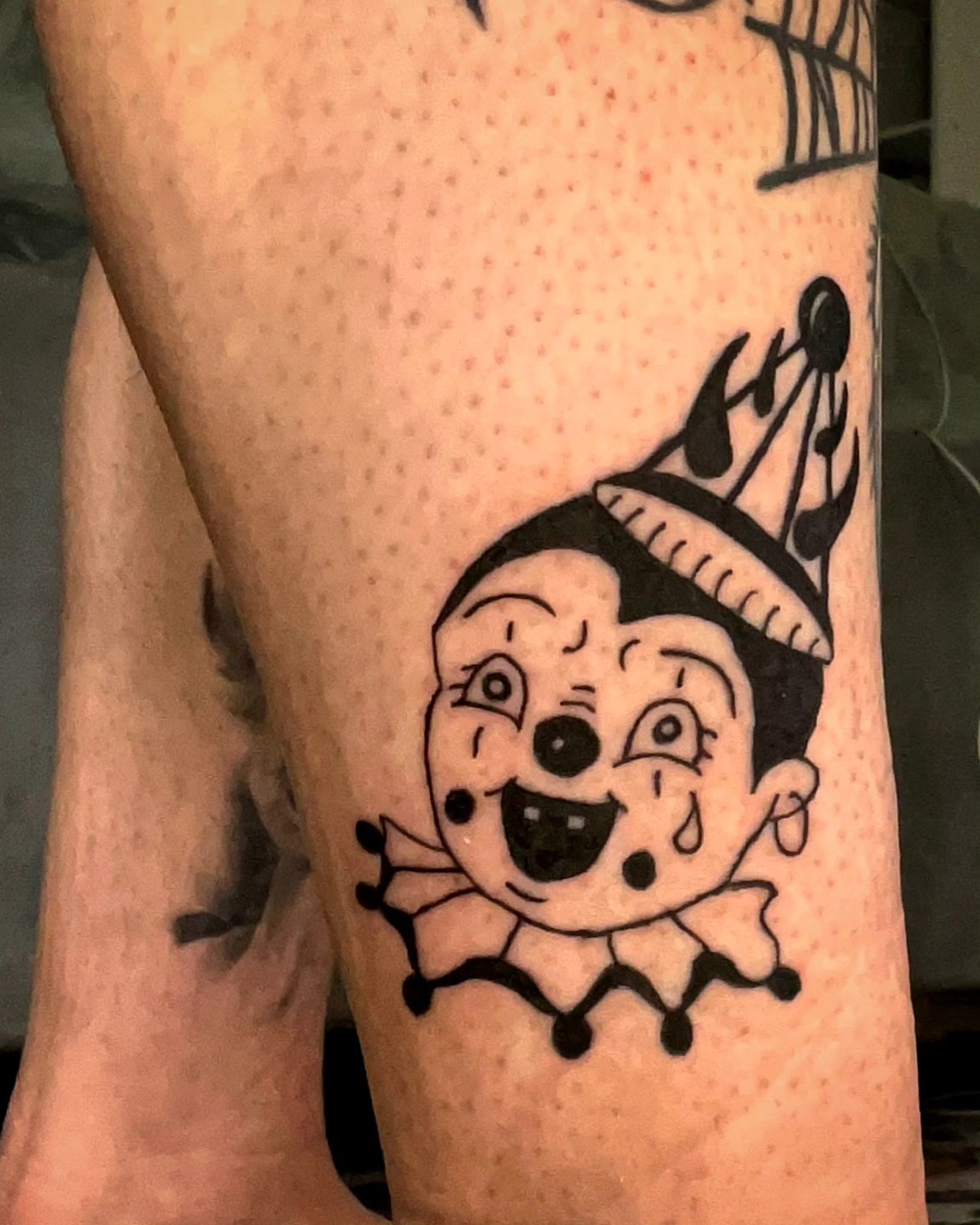 Clown American traditional tattoo on the forearm by Kyle - Portland Oregon Tattoo Artist