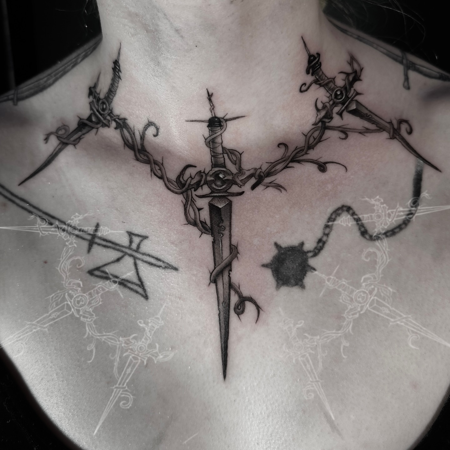 Tattoo by @krantoons — black_and_grey, geometric
