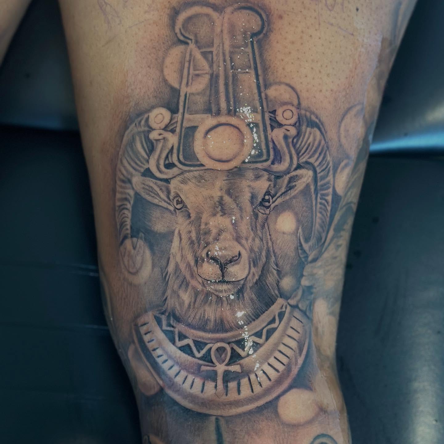 Ram head with heiroglyphics realism tattoo on the forearm by I Am Mawlo! Welcome Fellow Mawlonians