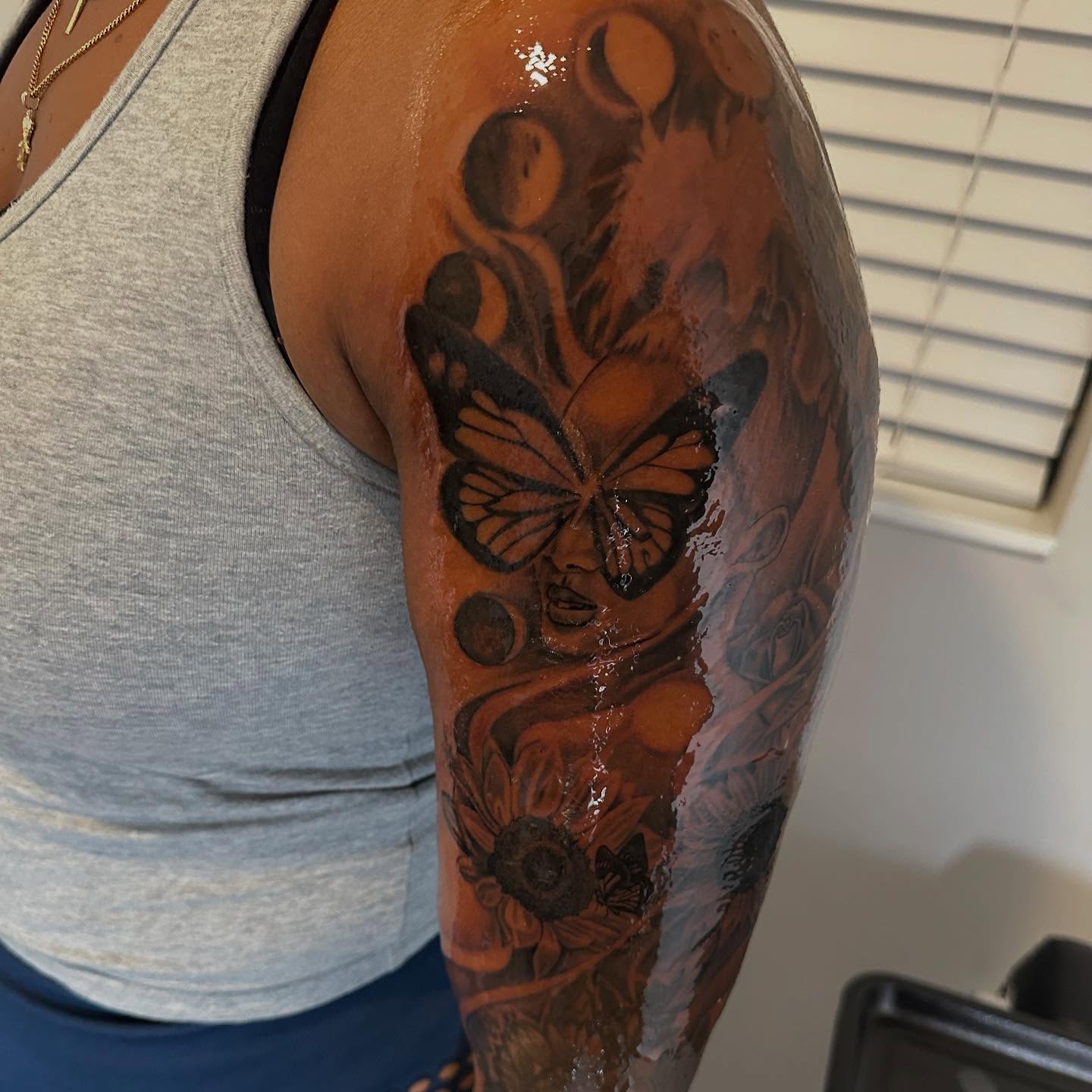 Butterfly and woman realism tattoo on the upper arm by I Am Mawlo! Welcome Fellow Mawlonians